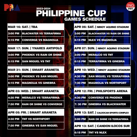 SCHEDULE: 2024 PBA Philippine Cup .